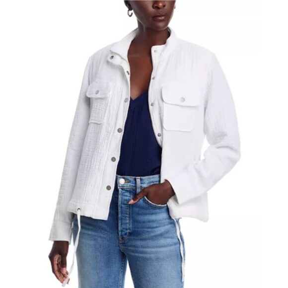 Tommy Bahama NWT Women’s Island Gauze Field Jacket size M White Zip Snap Up - Picture 1 of 8